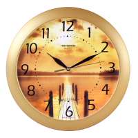 Часы настенные, модель 01, D 290мм, стекло минеральное, пластиковый обод, цвет-золото - almadom96.ru - Екатеринбург
